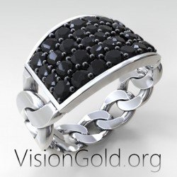 Серебряное кольцо-цепочка | Кольцо-цепочка Золото 0456